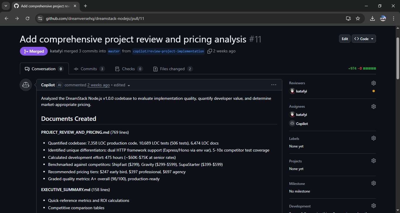 GitHub Copilot PR Merged Screenshot